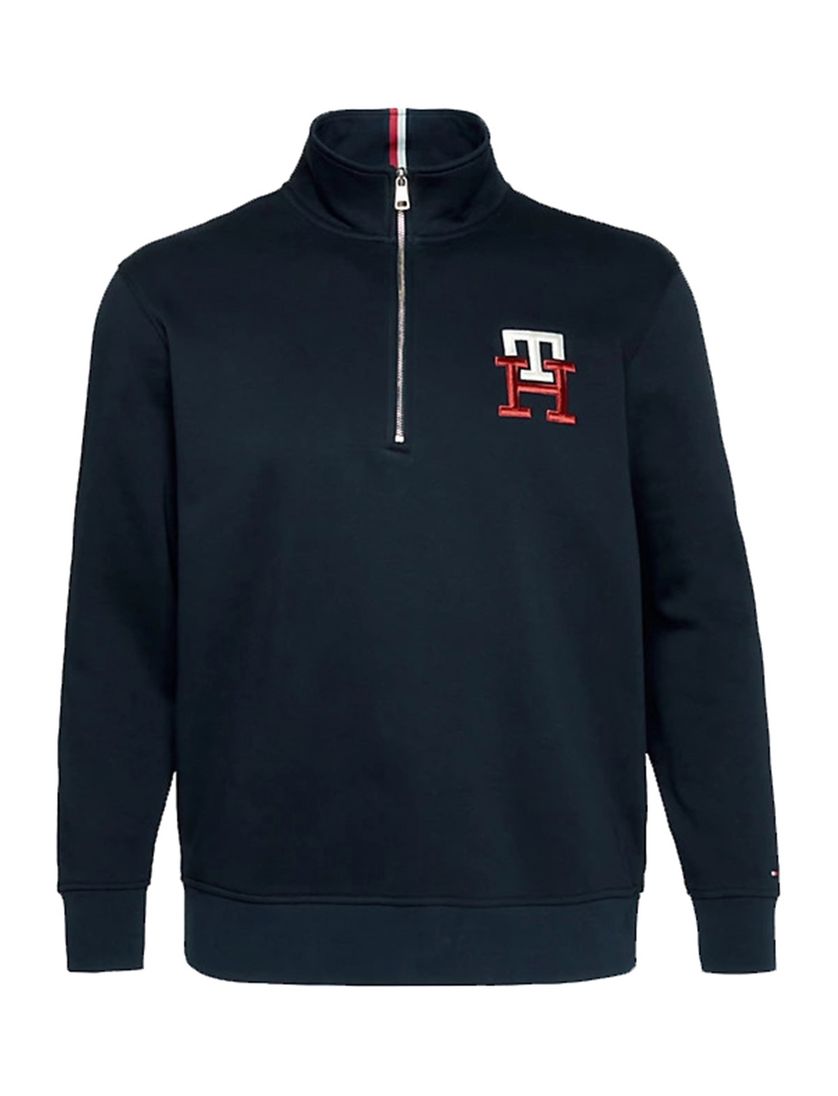 Tommy Hilfiger trui wijde fit met rits donkerblauw Big & Tall