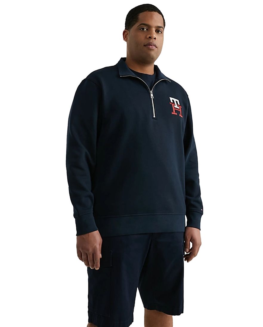 Tommy Hilfiger trui met rits donkerblauw Big & Tall katoen
