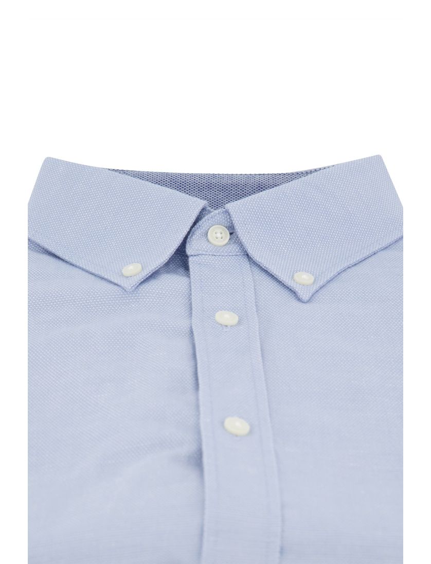 Overhemd Tommy Hilfiger casual korte mouw normale fit blauw effen