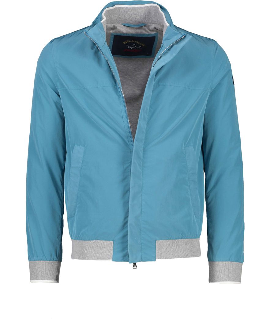 Paul & Shark tussenjas lichtblauw effen rits wijde fit zakken