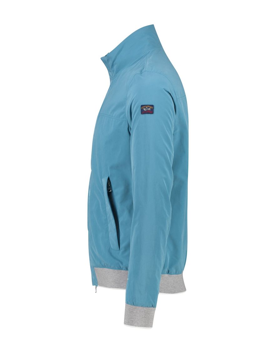 Paul & Shark tussenjas lichtblauw effen rits wijde fit zakken