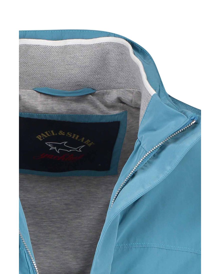 Paul & Shark tussenjas lichtblauw effen rits wijde fit zakken