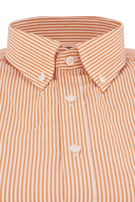 Paul & Shark overhemd korte mouw oranje wit gestreept