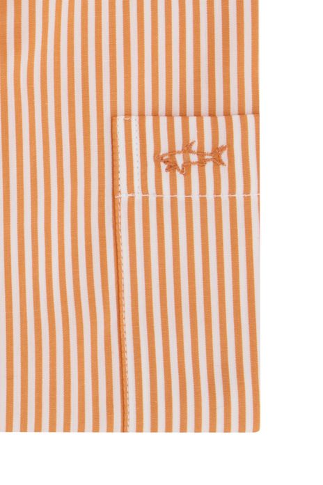 Paul & Shark overhemd korte mouw oranje wit gestreept