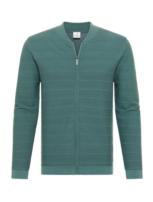 vest Blue Industry groen effen katoen opstaande kraag rits