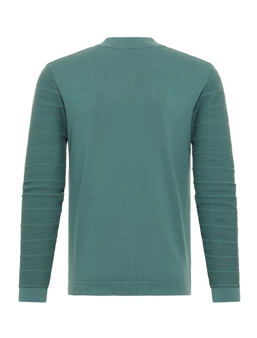 vest Blue Industry groen effen katoen opstaande kraag rits