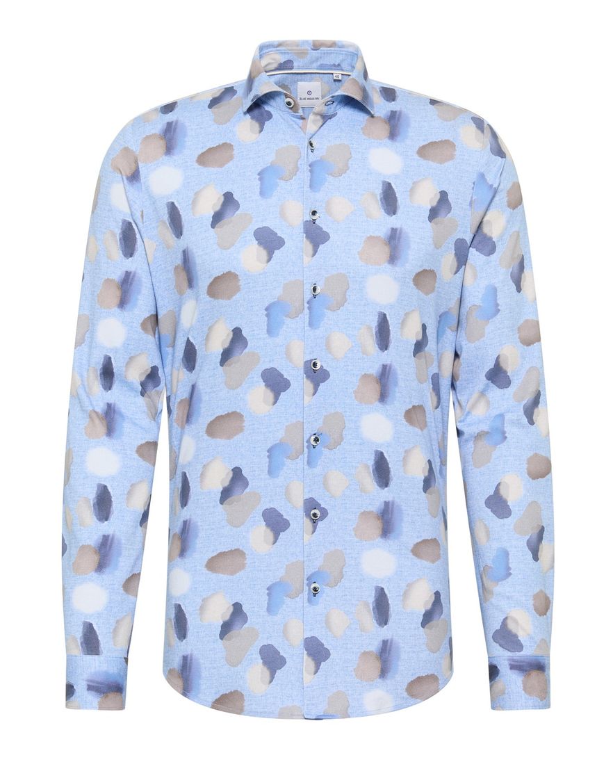 Blue Industry lichtblauw geprint casual overhemd slim fit katoen