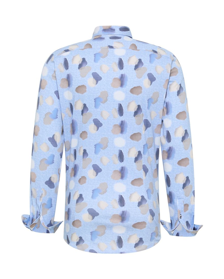 Blue Industry lichtblauw geprint casual overhemd slim fit katoen