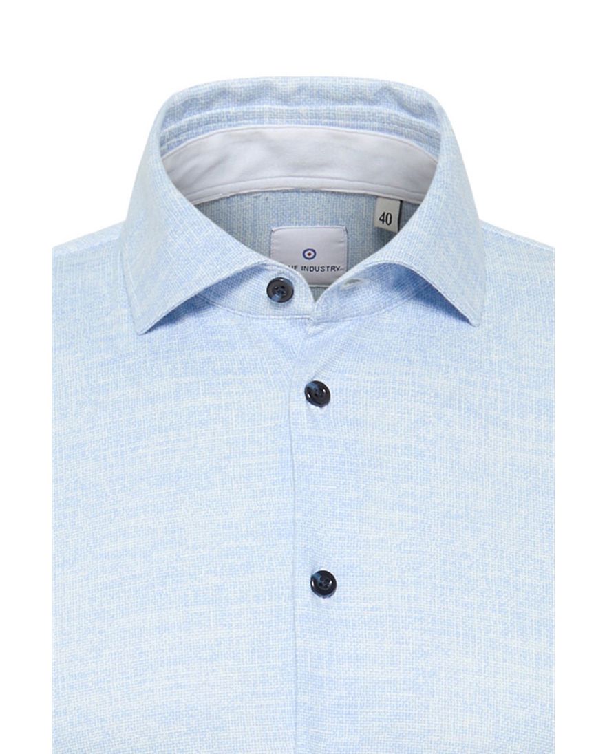 Blue Industry casual overhemd slim fit lichtblauw semi-wide spread boord