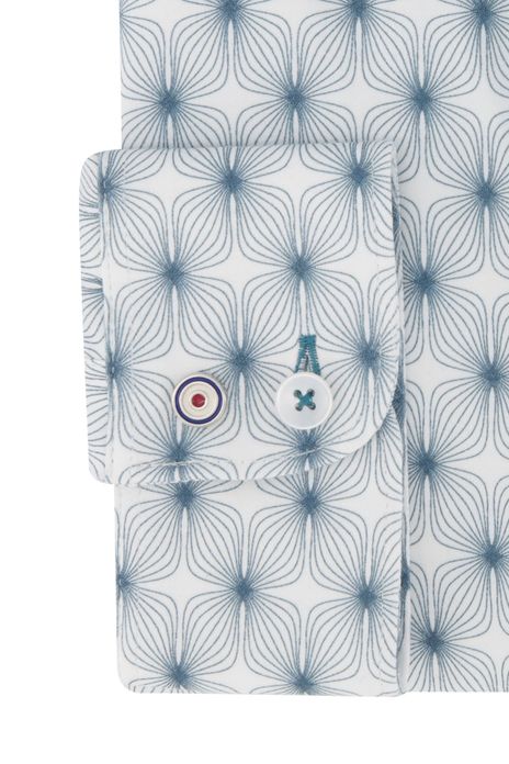 Blue Industry overhemd slim fit lichtblauw geprint