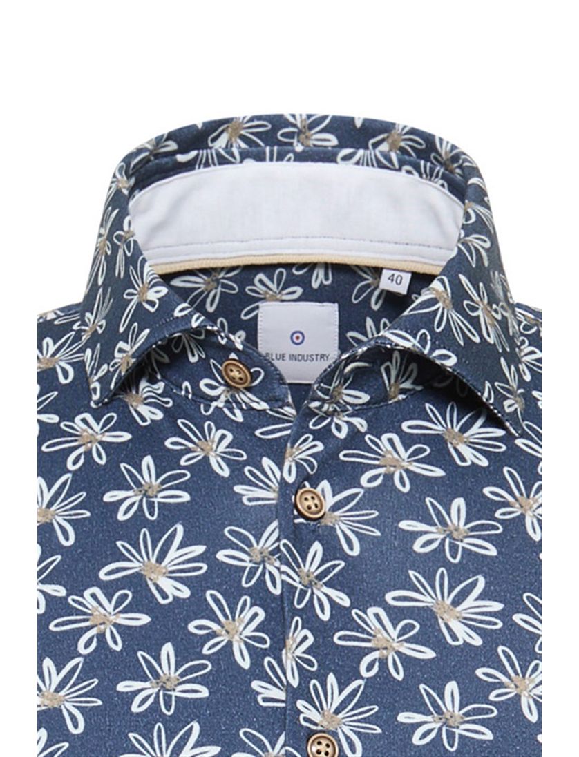 Blue Industry casual overhemd donkerblauw slim fit