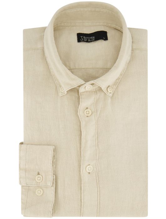 Butcher of Blue overhemd beige effen