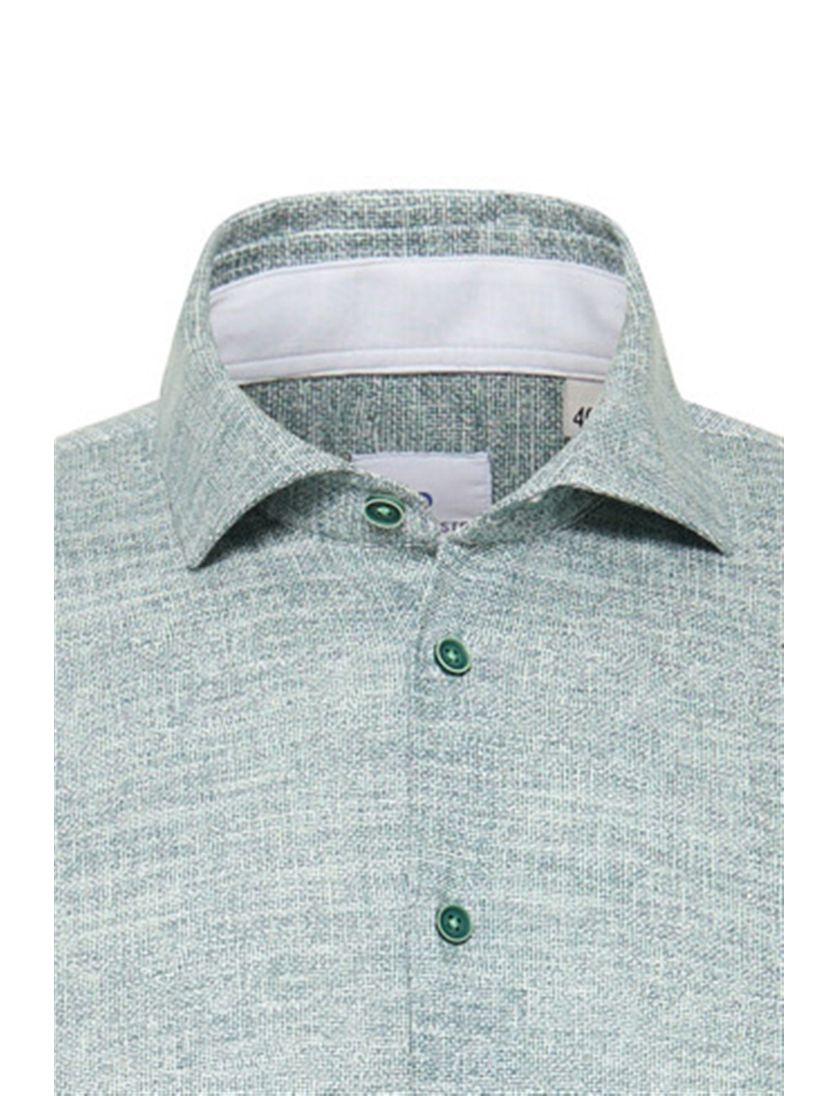 Blue Industry casual overhemd semi-wide spread boord groen katoen slim fit