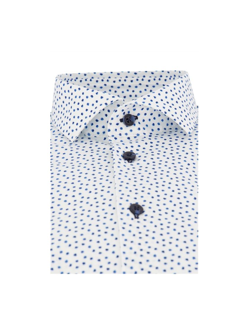 Casual Blue Industry overhemd slim fit blauw wit geprint katoen