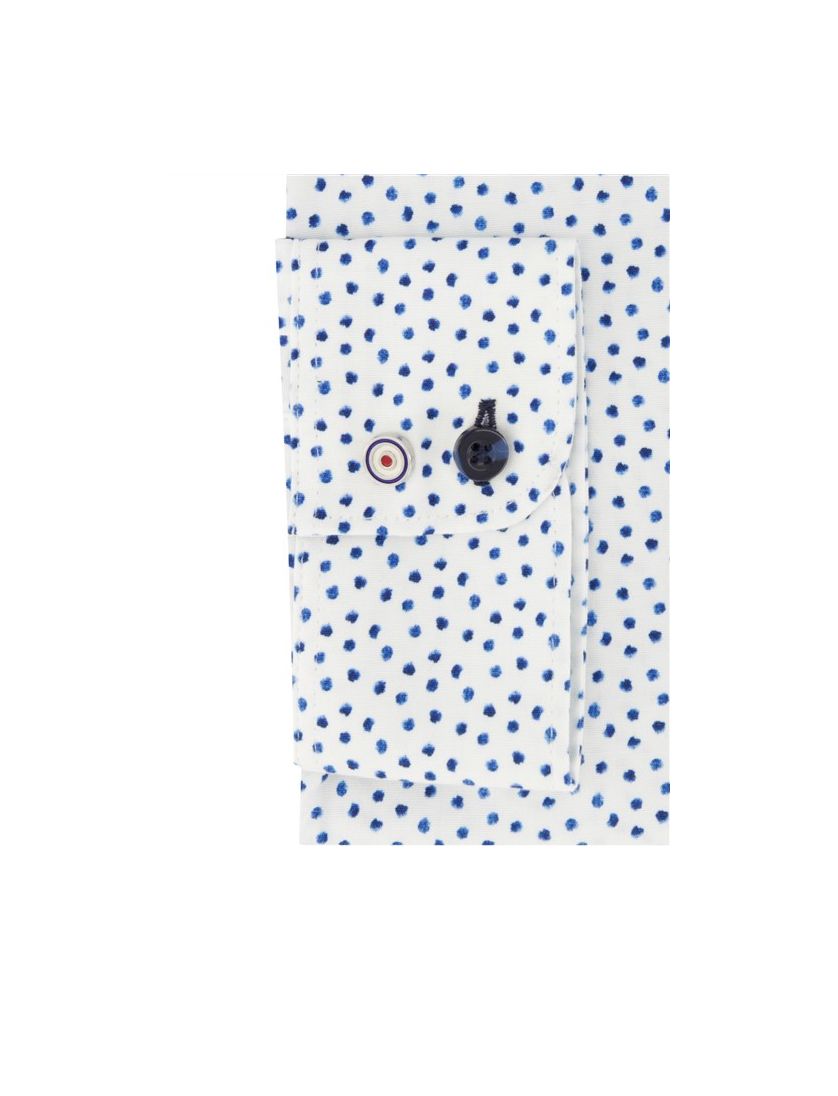 Casual Blue Industry overhemd slim fit blauw wit geprint katoen