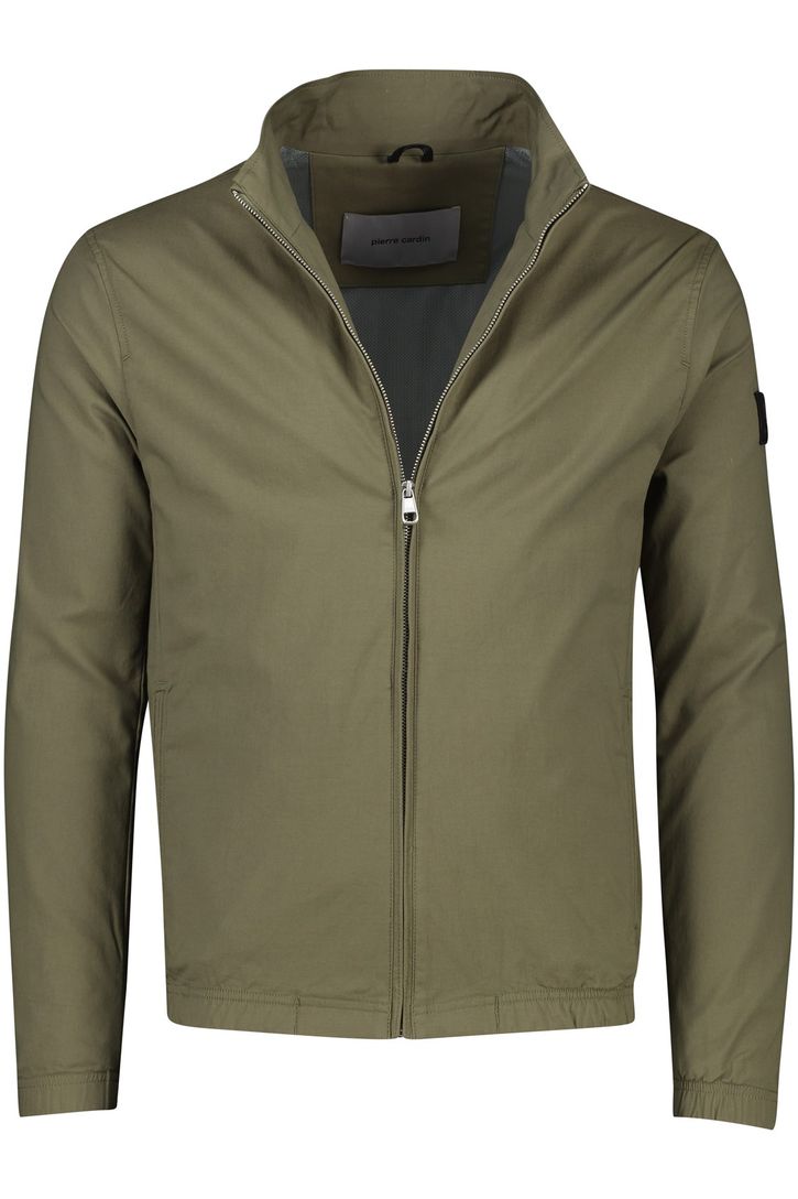 Pierre Cardin tussenjas normale fit katoen khaki effen rits