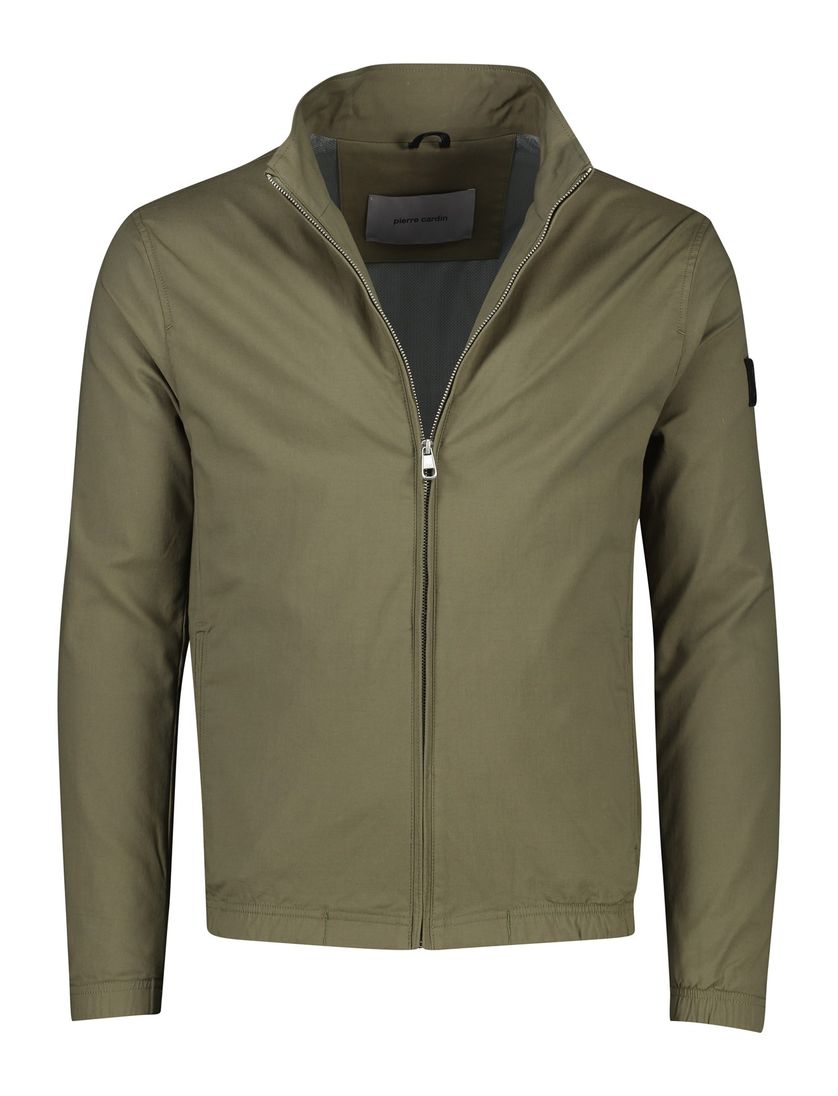 Pierre Cardin tussenjas normale fit katoen khaki effen rits