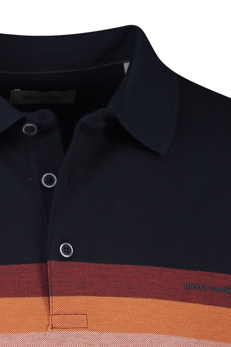 Pierre Cardin poloshirt donkerblauw met oranje gestreept