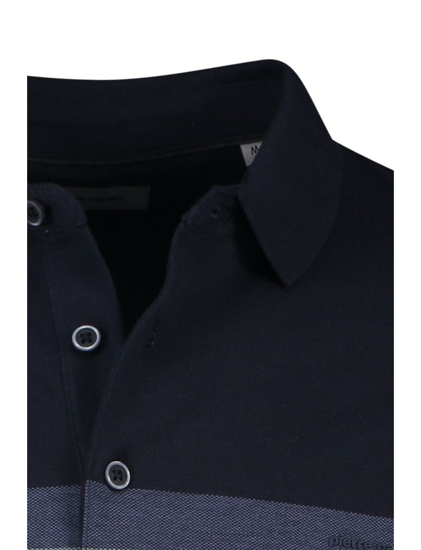 Pierre Cardin poloshirt blauw met wit gestreept korte mouw