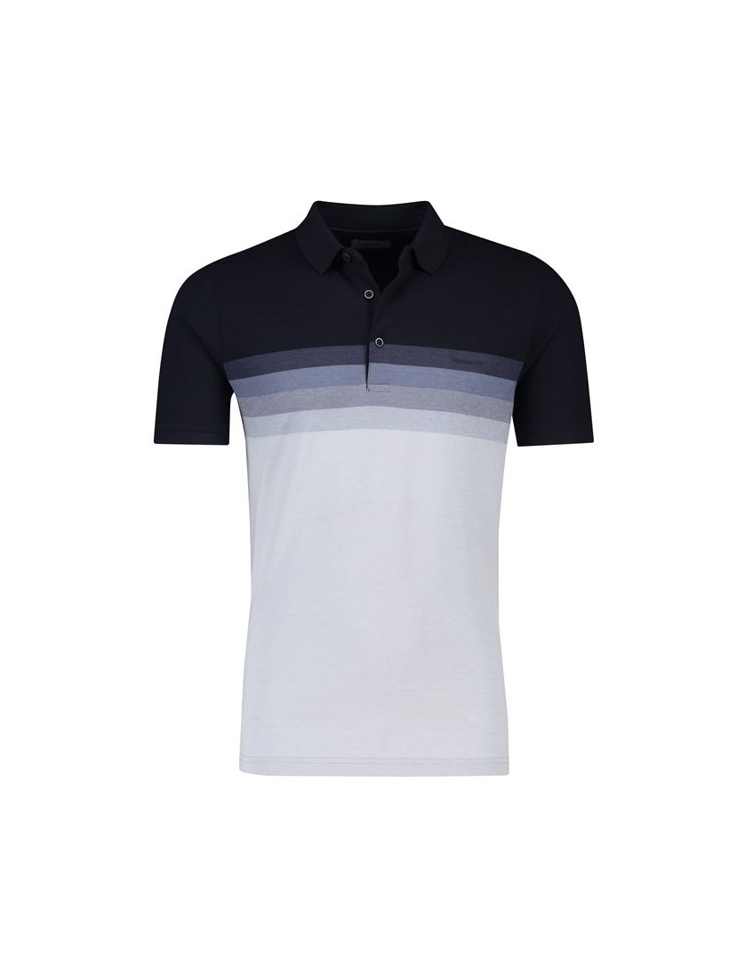 Pierre Cardin poloshirt donkerblauw gestreept katoen