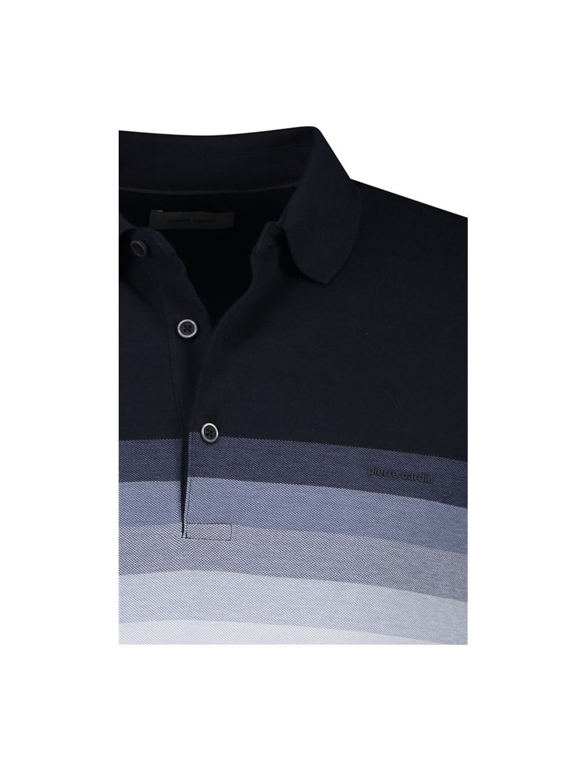 Pierre Cardin poloshirt donkerblauw gestreept katoen