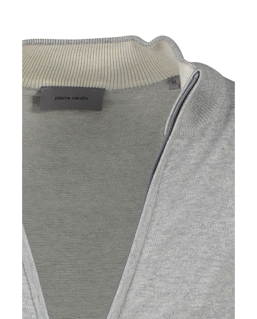 Pierre Cardin vest opstaande hals lichtgrijs rits effen katoen