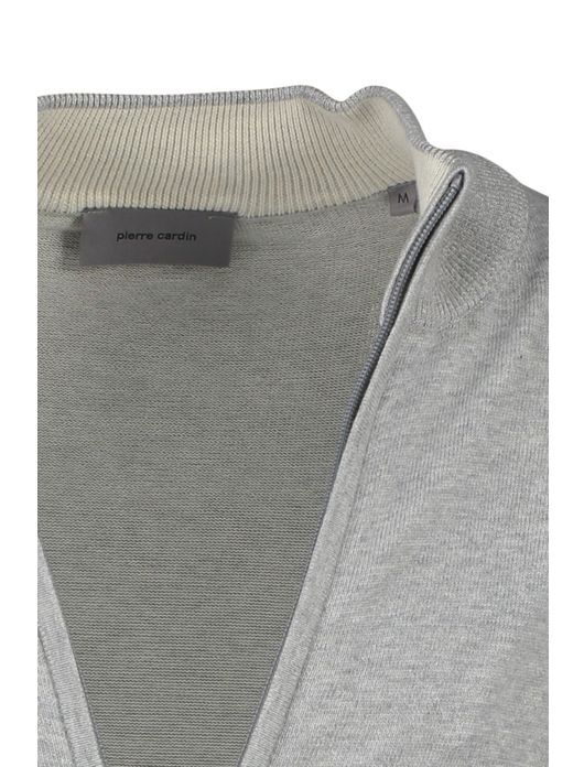 vest Pierre Cardin grijs effen katoen opstaande kraag rits
