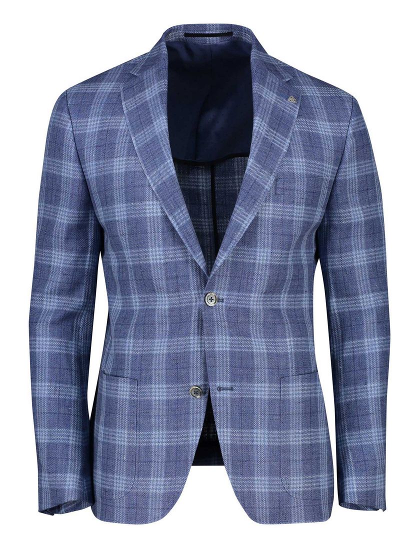 Roy Robson colbert blauw geruit normale fit