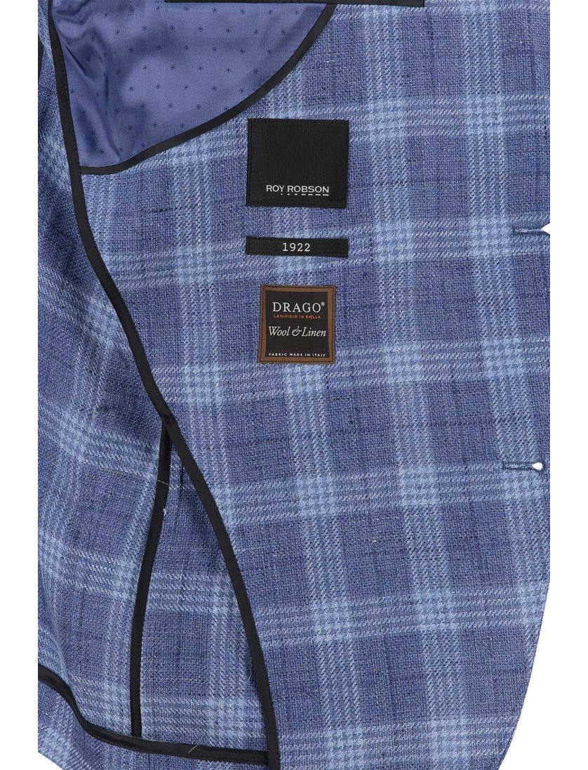 Roy Robson colbert blauw geruit normale fit