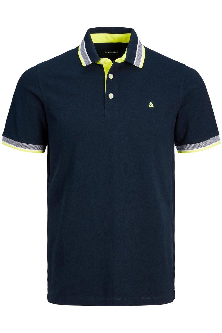 Jack & Jones polo normale fit donkerblauw effen katoen