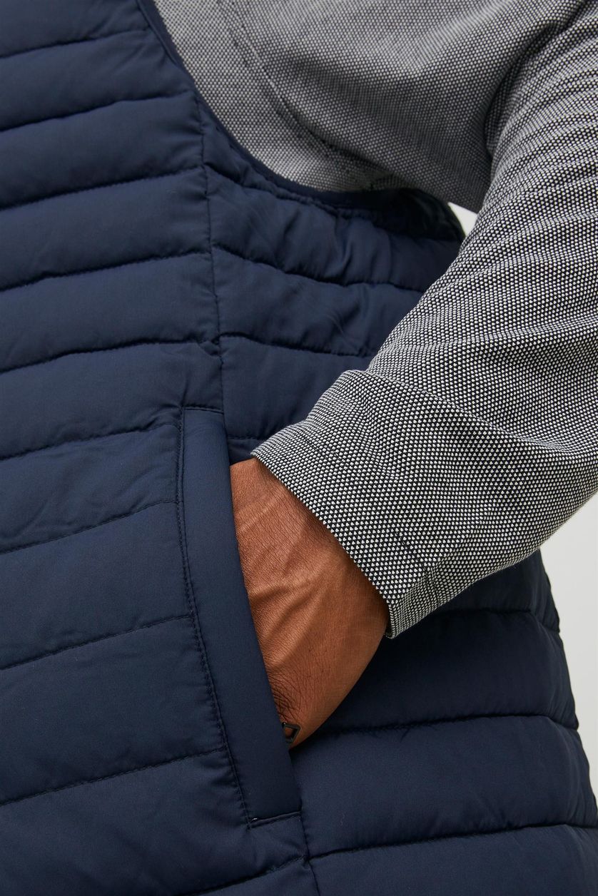 Jack & Jones bodywarmer rits wijde fit donkerblauw effen