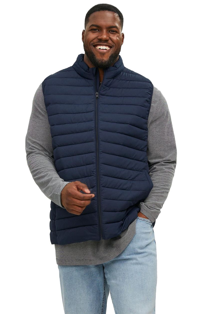 Jack & Jones bodywarmer rits wijde fit donkerblauw effen