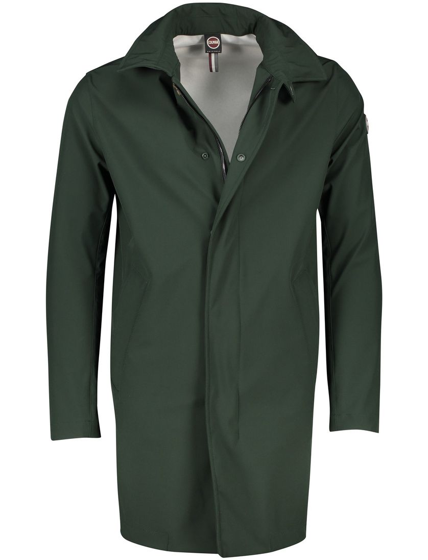 Colmar tussenjas afneembare capuchon groen effen rits + knoop slim fit