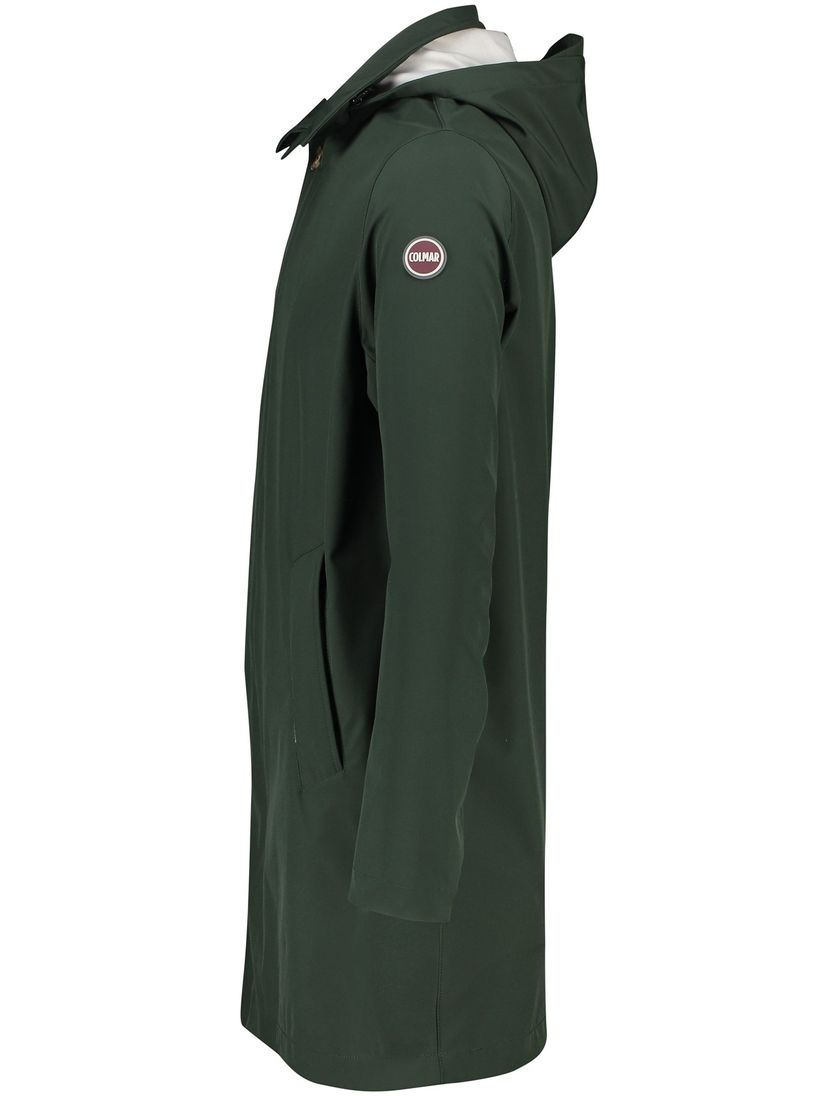 Colmar tussenjas afneembare capuchon groen effen rits + knoop slim fit