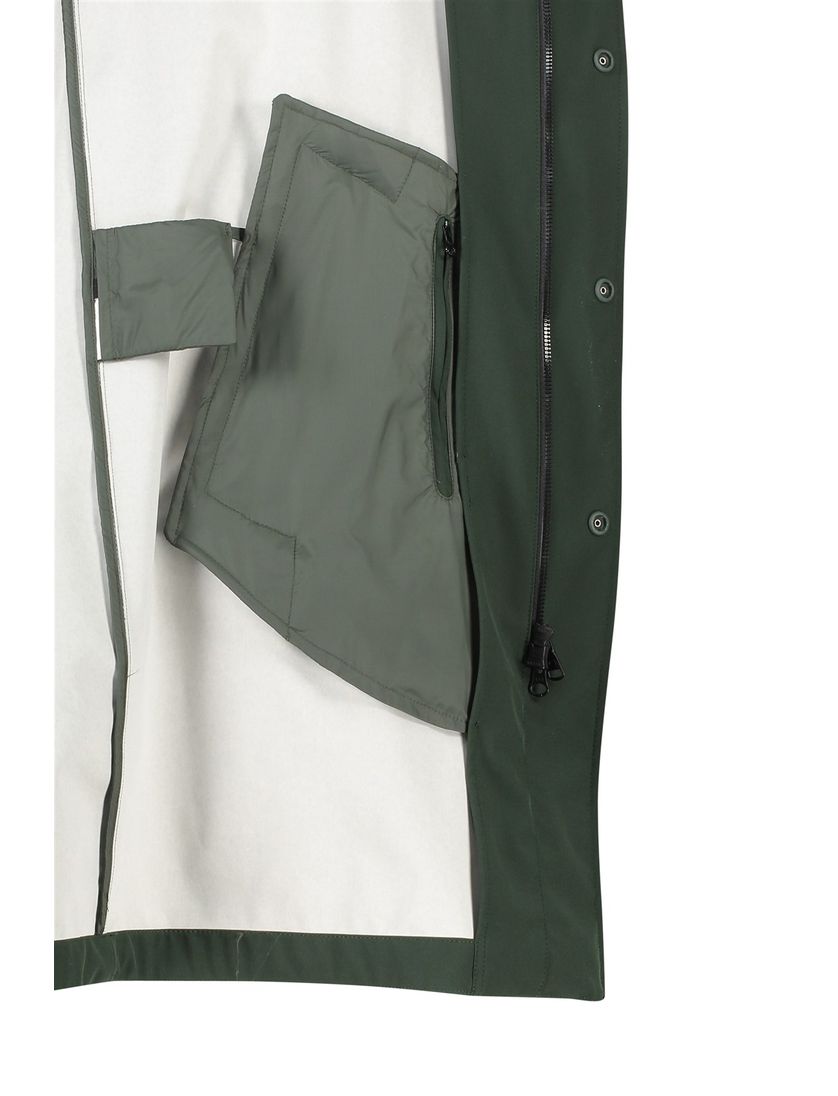 Colmar tussenjas afneembare capuchon groen effen rits + knoop slim fit