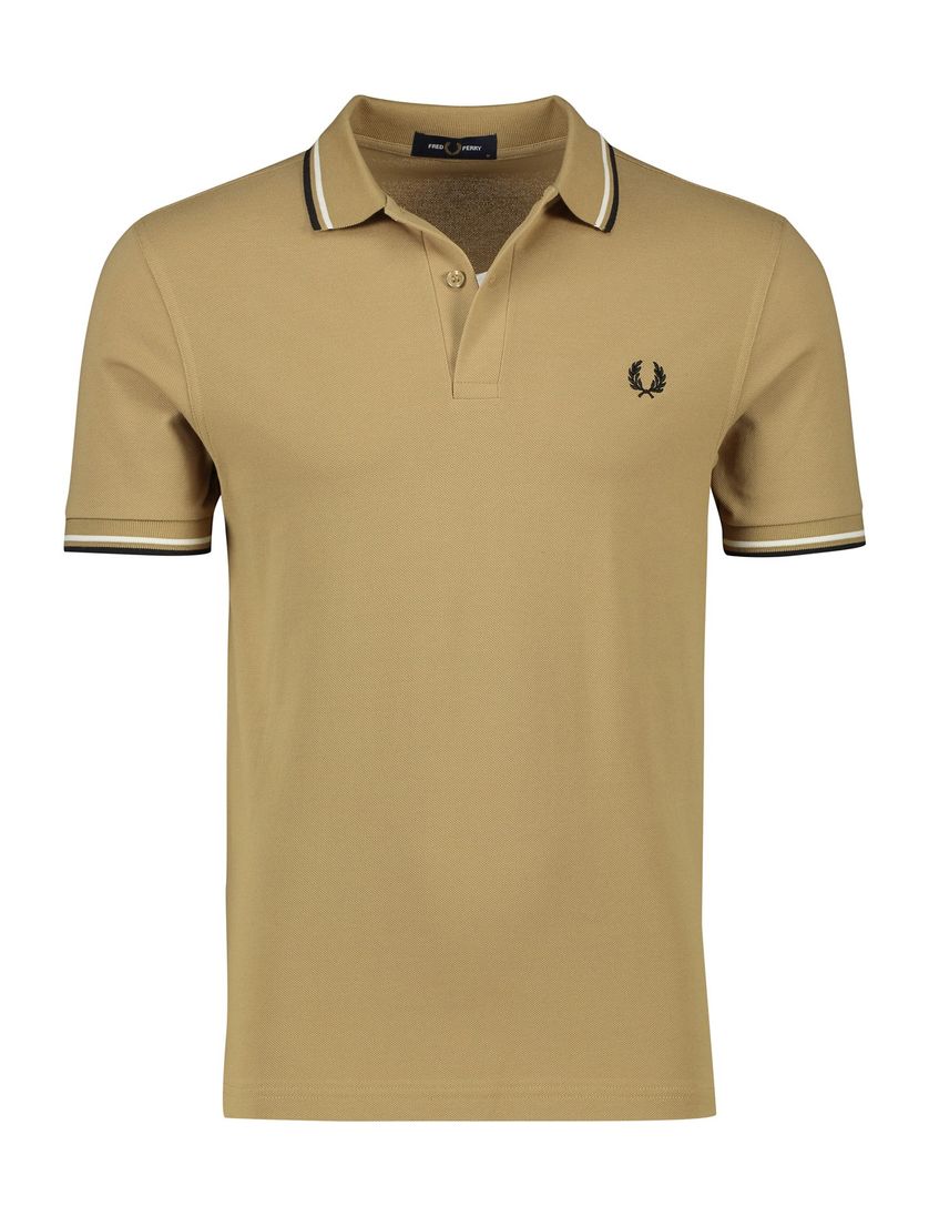 Fred Perry polo normale fit bruin met details effen katoen