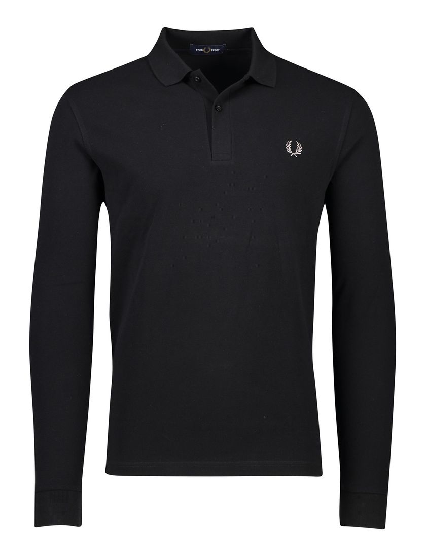 Fred Perry polo zwart effen 100% katoen normale fit