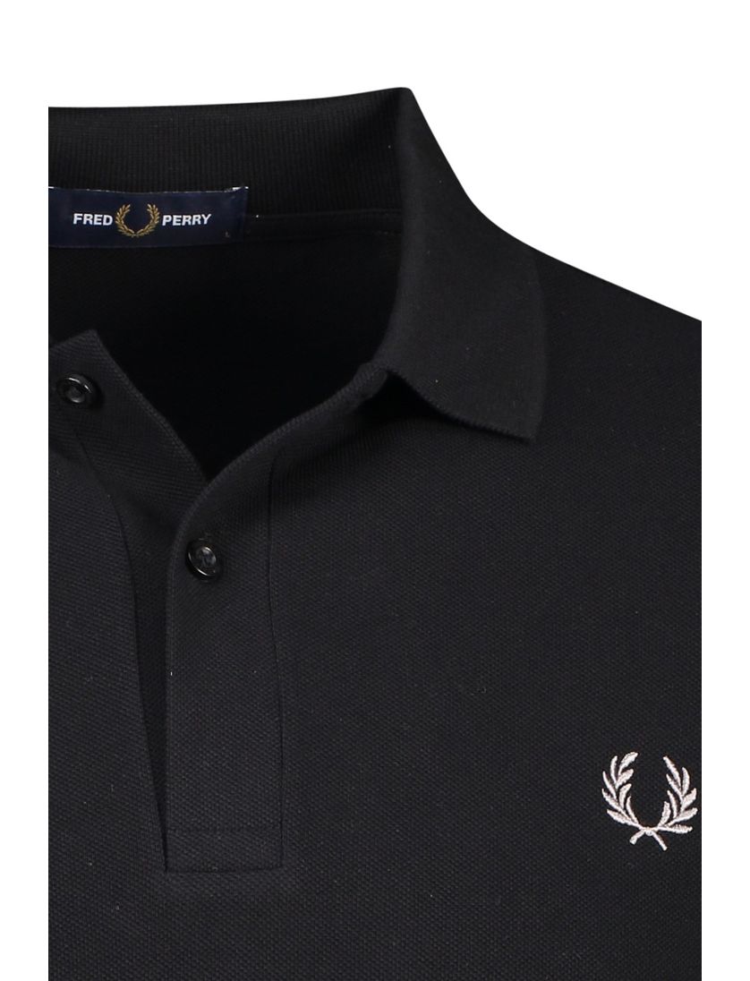 Fred Perry polo zwart effen 100% katoen normale fit