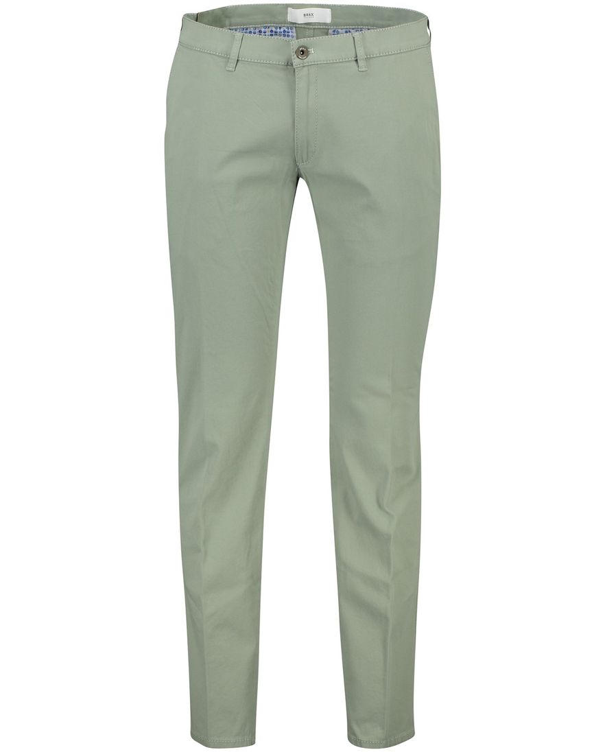 Brax chino groen effen katoen-stretch Silvio Slim Fit