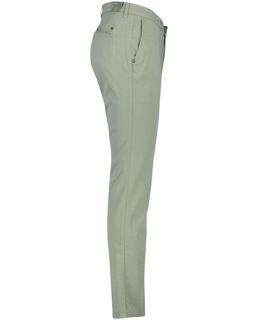Brax chino groen effen katoen-stretch Silvio Slim Fit