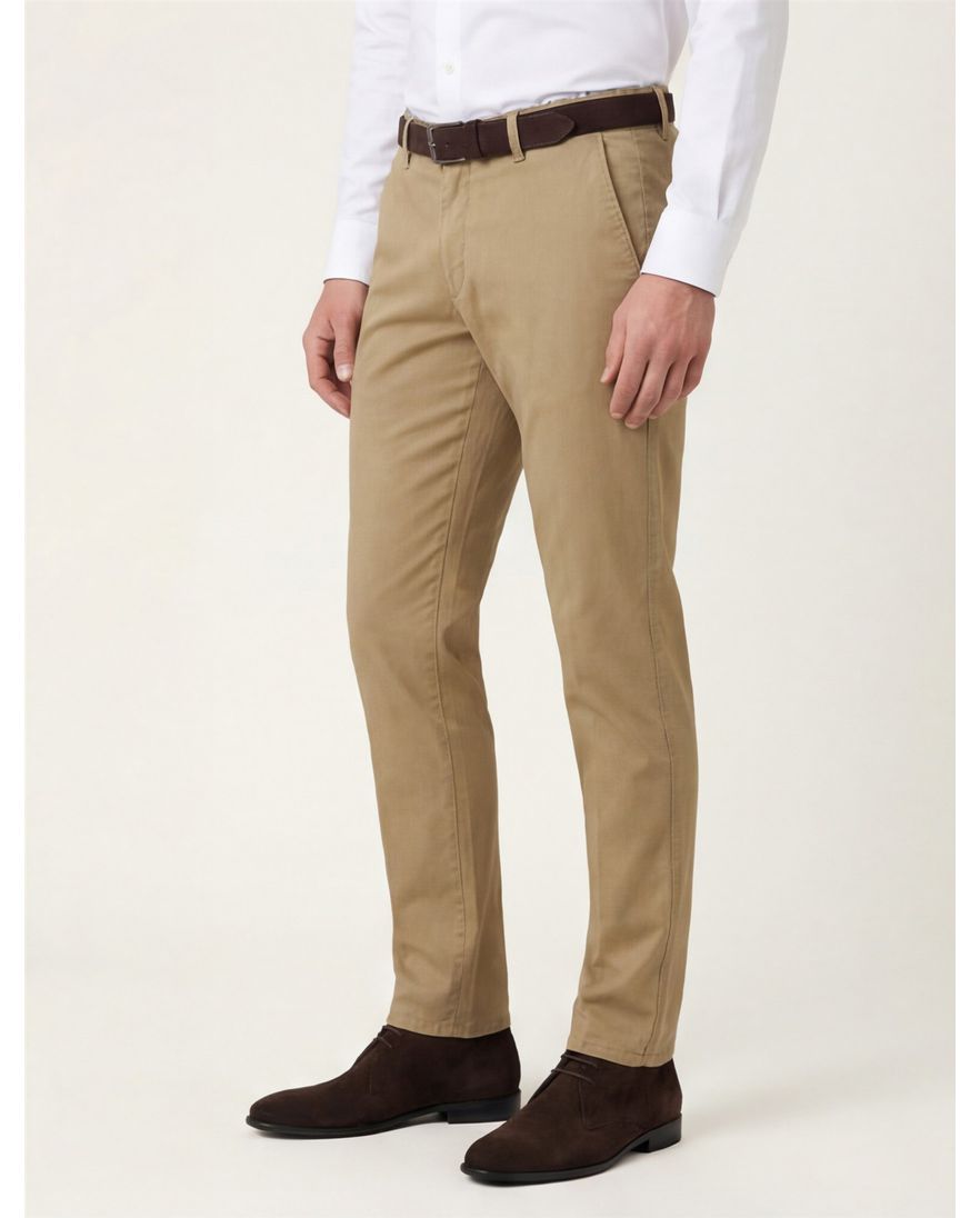 Brax chino bruin effen katoen-stretch Silvio Slim Fit
