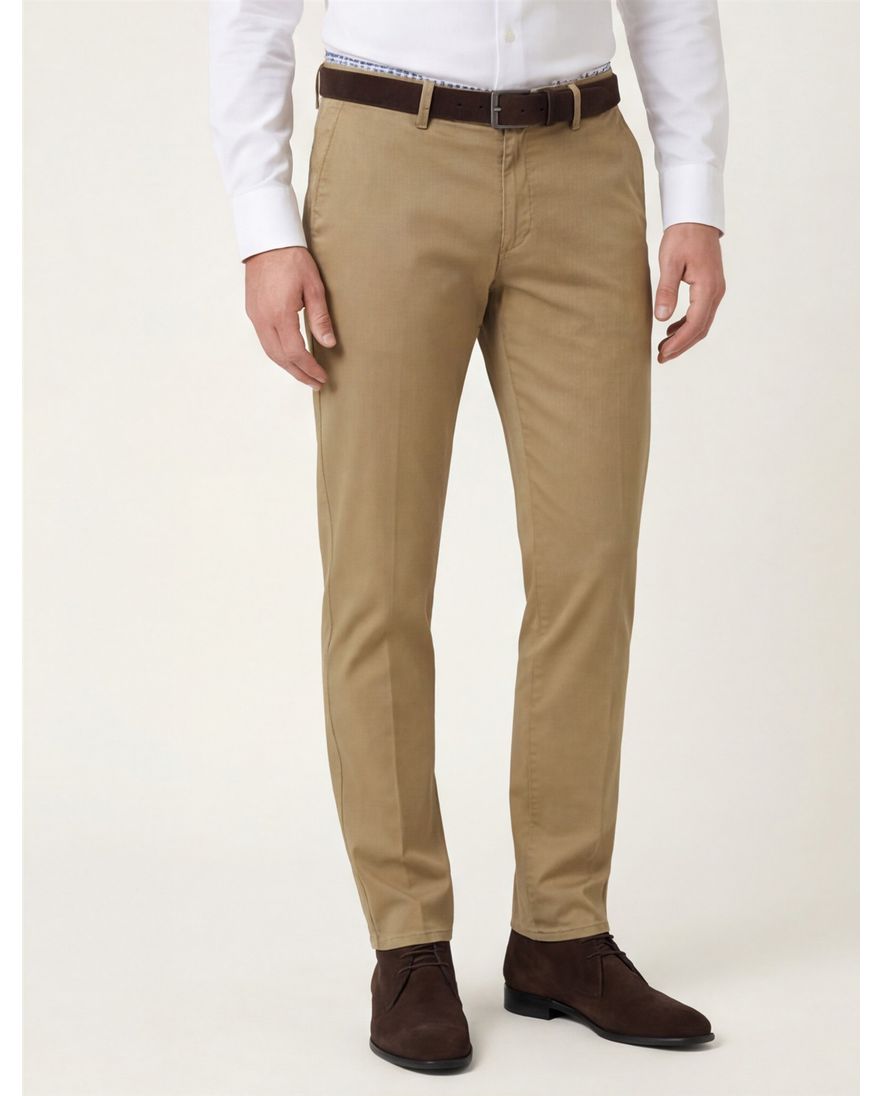 Brax chino bruin effen katoen-stretch Silvio Slim Fit