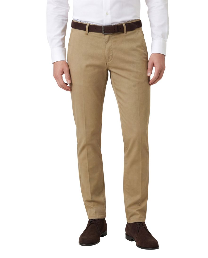 Brax chino bruin effen katoen-stretch Silvio Slim Fit