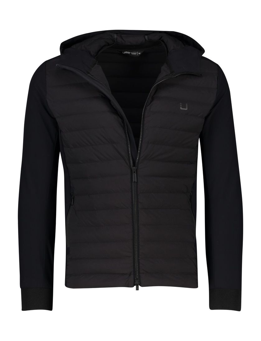 UBR zomerjas zwart effen rits normale fit met logo