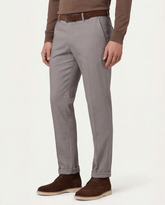 katoenen broek Eurex grijs effen katoen