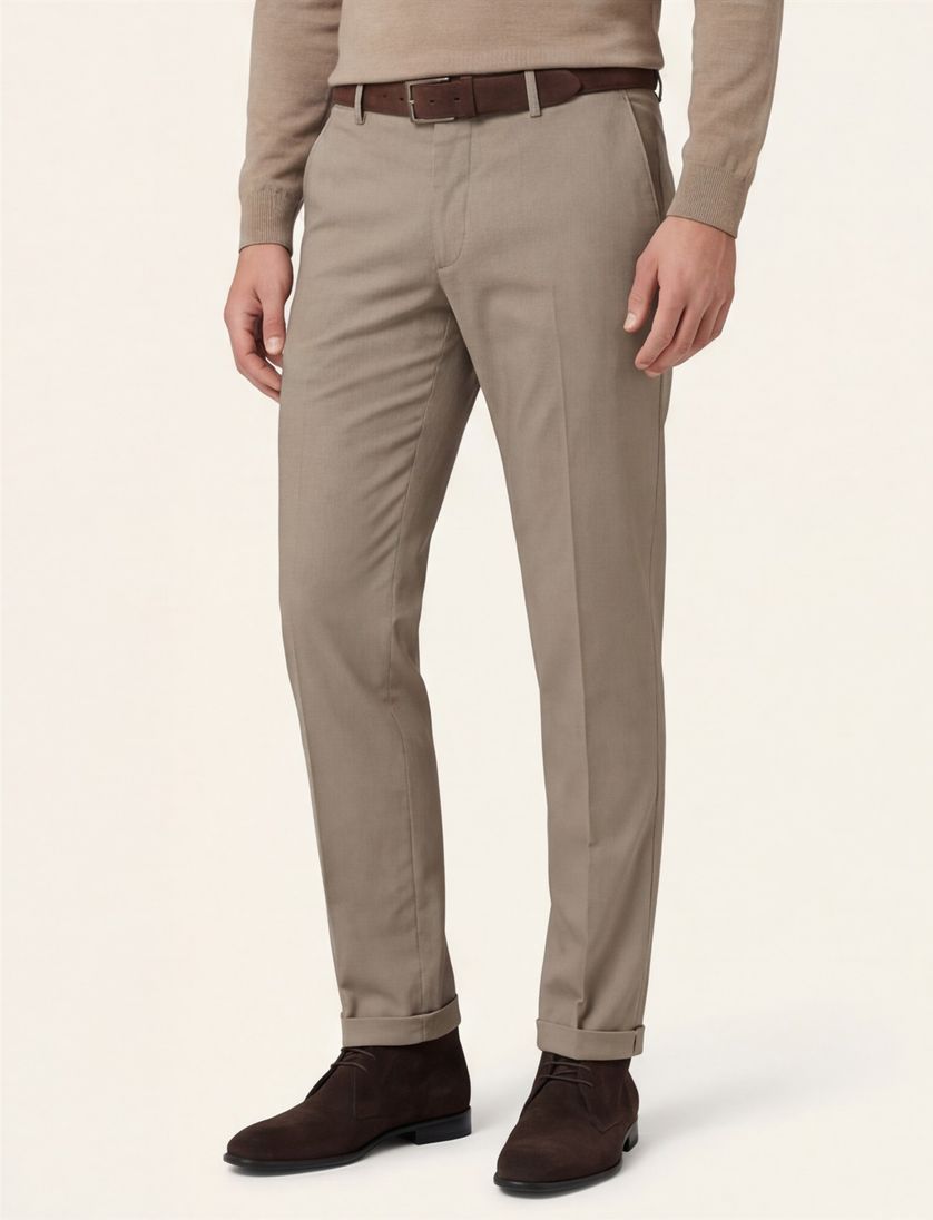 Eurex katoenen broek bruin effen katoen Joe