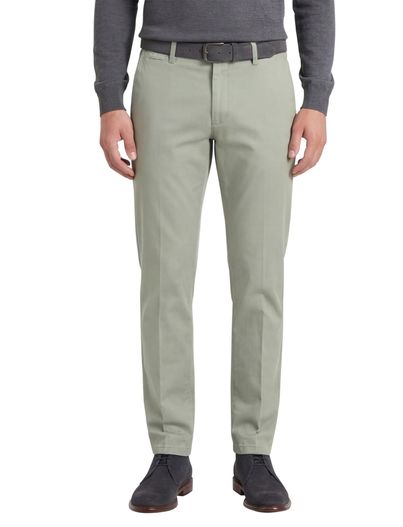 Eurex Eurex katoenen broek groen effen katoen