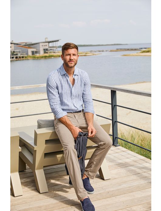 katoenen broek Eurex bruin effen katoen