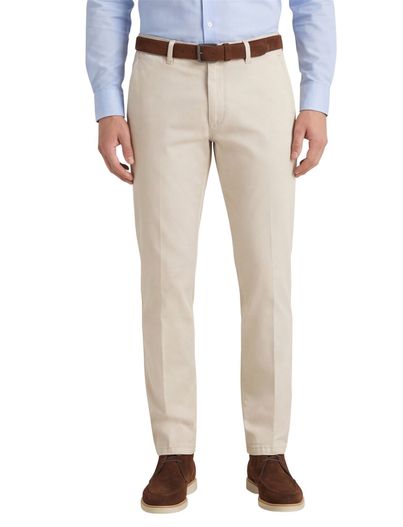 Eurex Eurex katoenen broek beige effen katoen