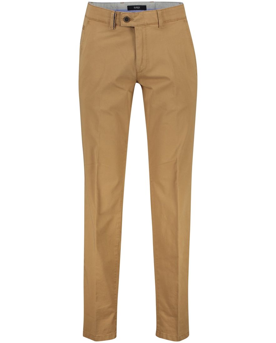 Eurex Jim broek bruin effen katoen wijde fit